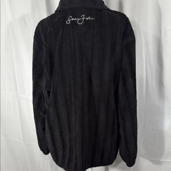 Sean John Vintage Black Fuzzy Zip-Up Sweater Size XXL
